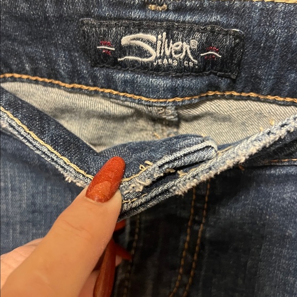 Silver Jeans Dark Blue Distressed Skinny Jeans Women’s W34 - Picture 2 of 8